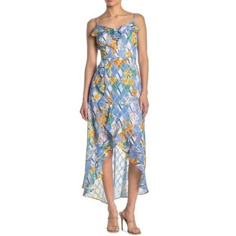 Kensie Blue Multi Floral Burnout Dress NWT